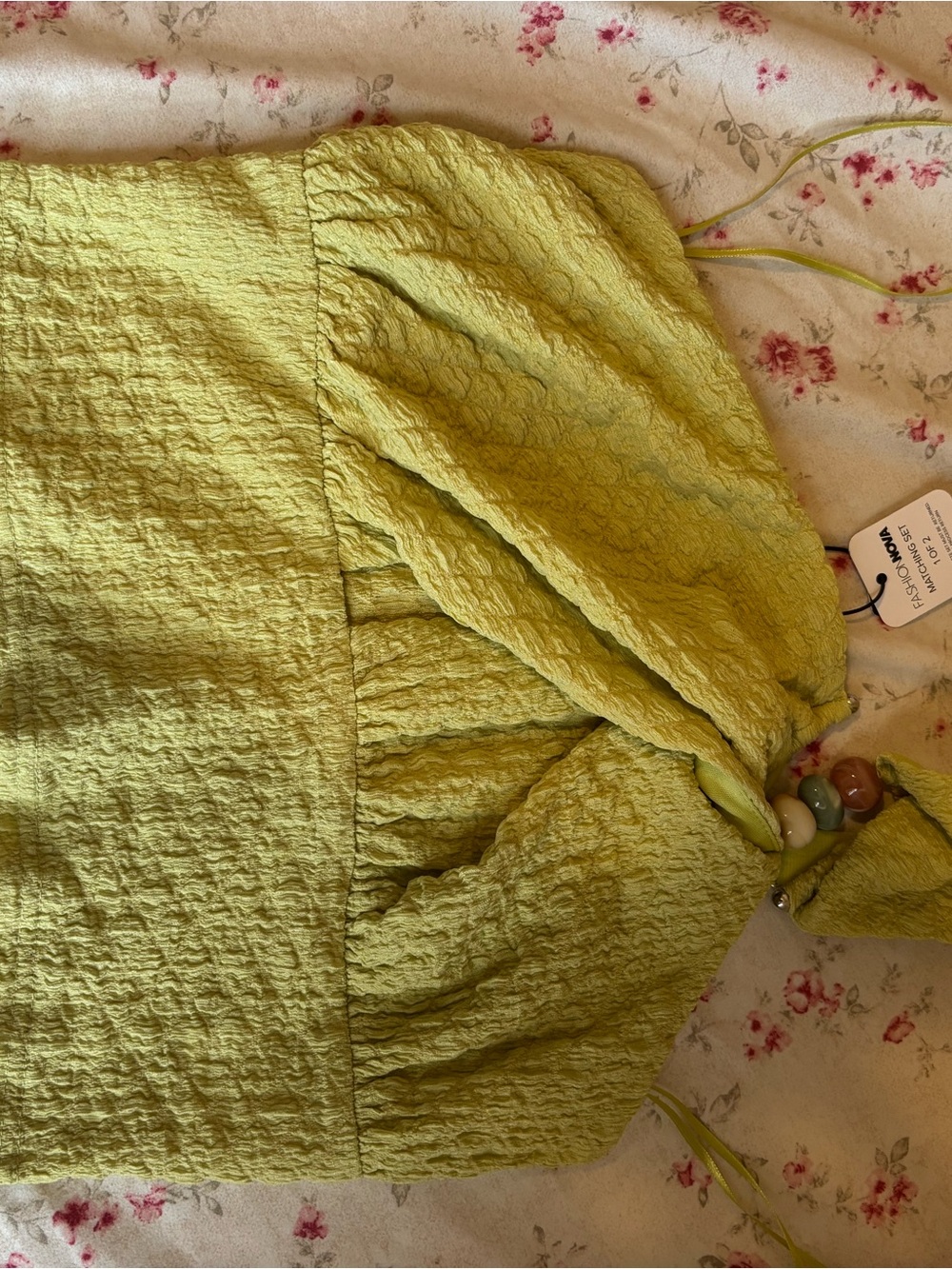 One-Shoulder Lime Green Wide-Leg Jumpsuit - Picture 5 of 7